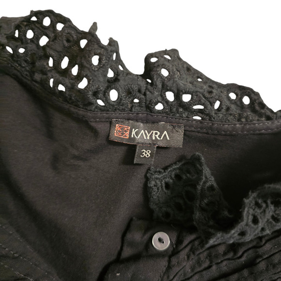 Kayra tunic frills eyelet size 38 6 small black - Picture 4 of 6